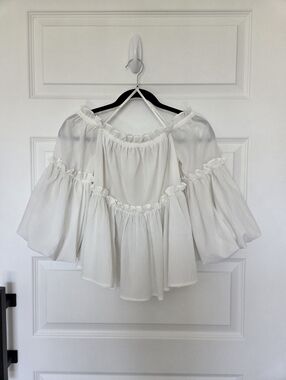 J.O.A. Ruffle Off The Shoulder Top